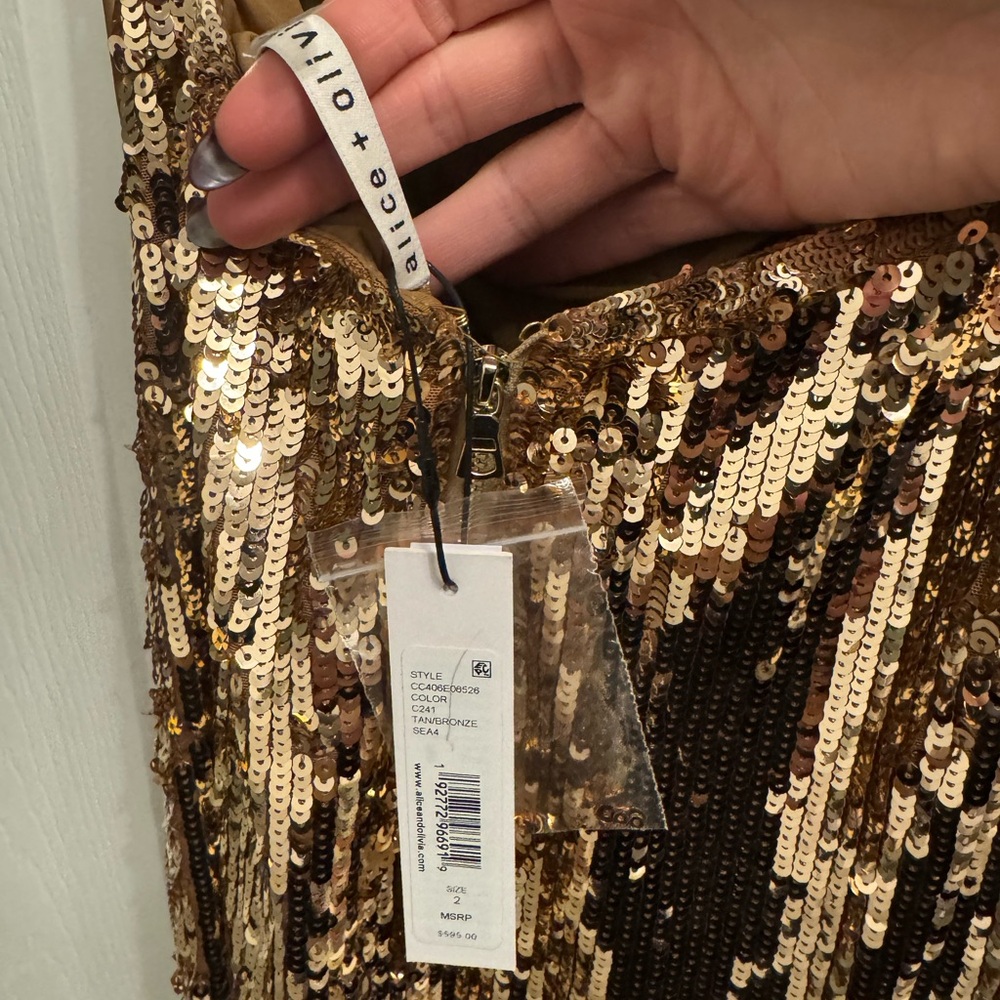 Alice + Olivia Strapless FiFi Gold Sequin Dress - Picture 5 of 11